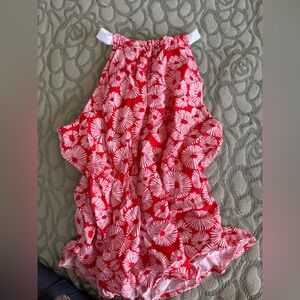 LOFT Red and White Floral Top